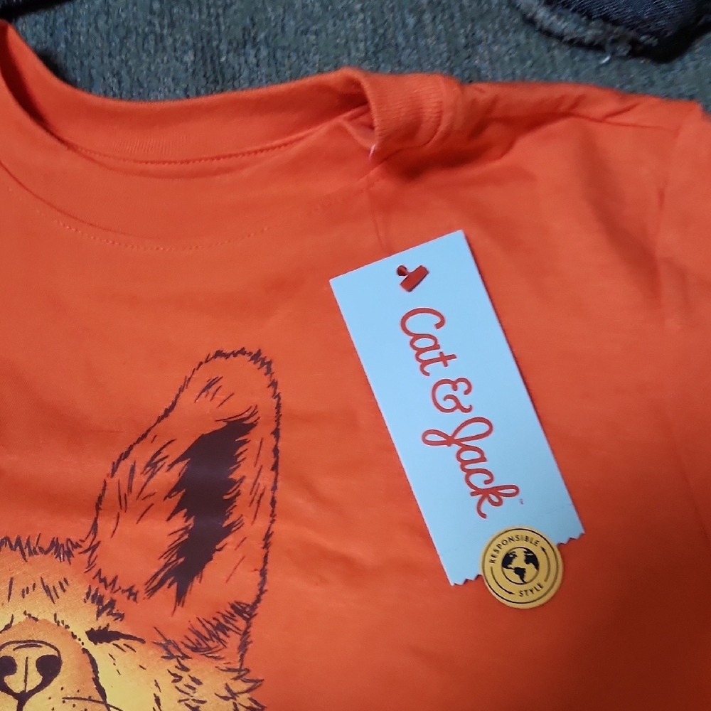 Cat & Jack Orange Fox Long Sleeve Tee - Picture 3 of 4
